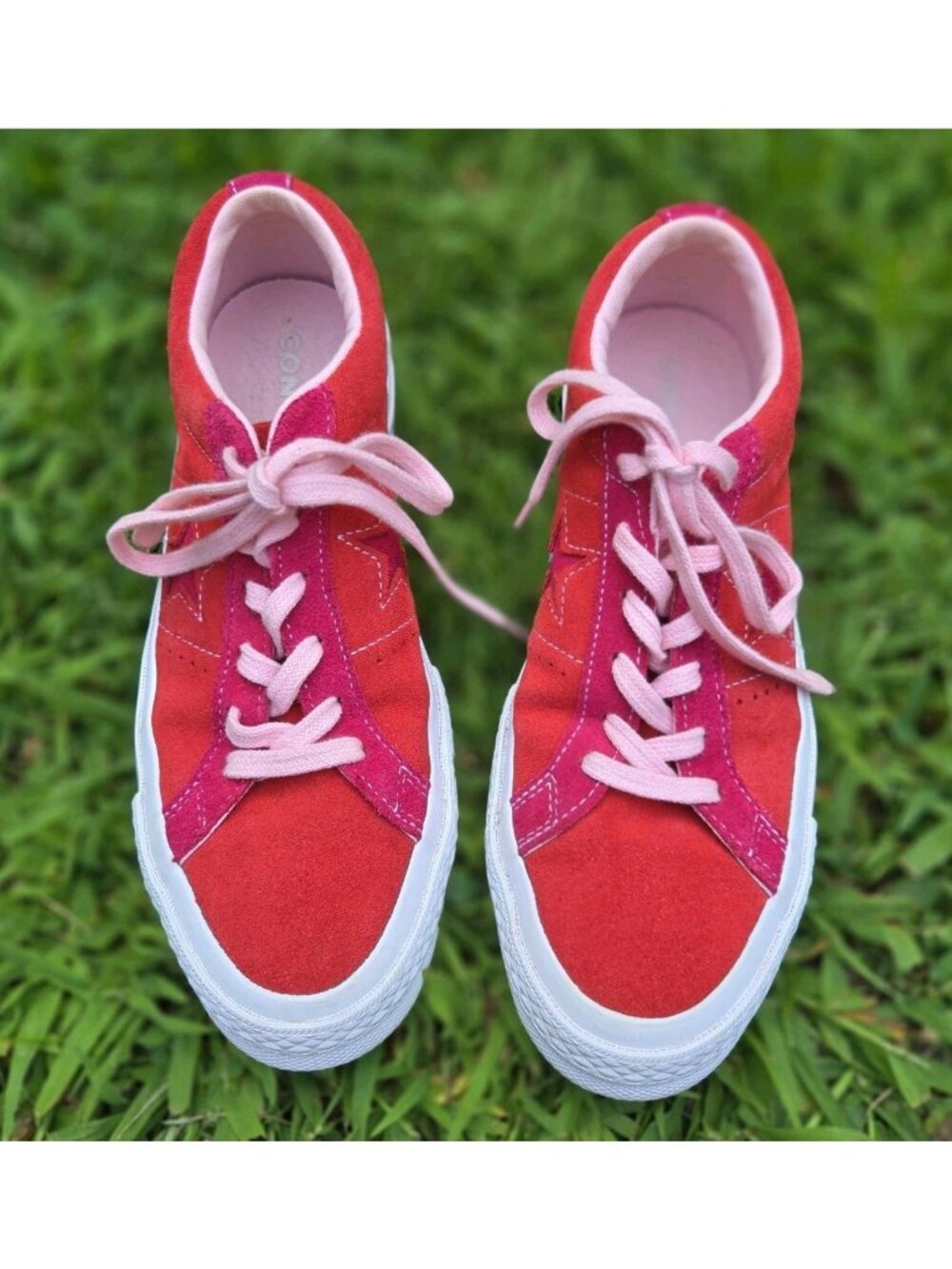 Converse All Star Low Top Sneaker Women's 7 Suede Enamel Red / Pink Pop 261791C